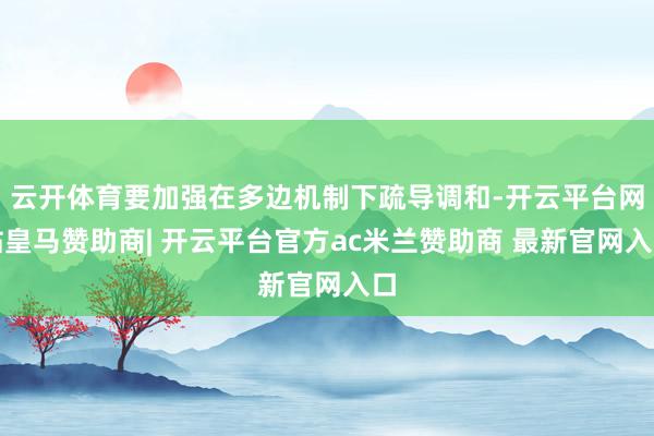 云开体育要加强在多边机制下疏导调和-开云平台网站皇马赞助商| 开云平台官方ac米兰赞助商 最新官网入口