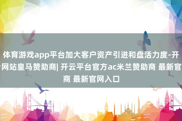 体育游戏app平台加大客户资产引进和盘活力度-开云平台网站皇马赞助商| 开云平台官方ac米兰赞助商 最新官网入口